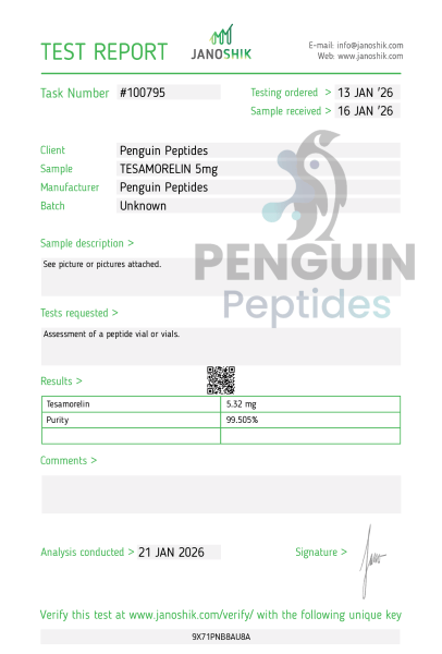 Tesamorelin 5mg certificate of analysis