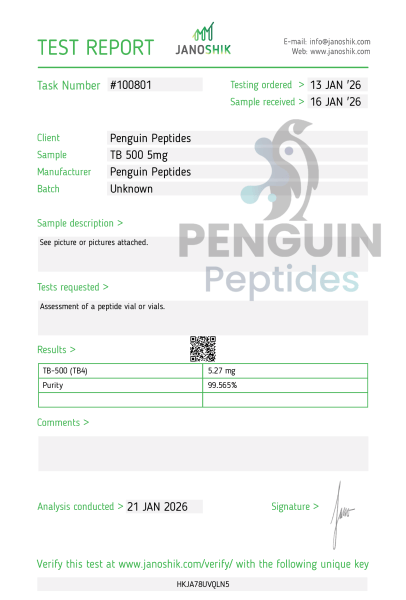 TB500 5mg certificate of analysis