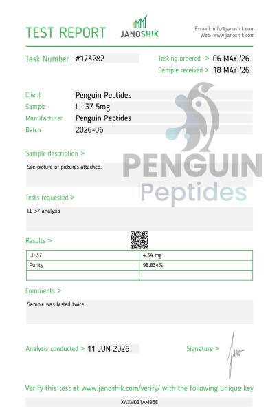 View Purity Test laboratory report