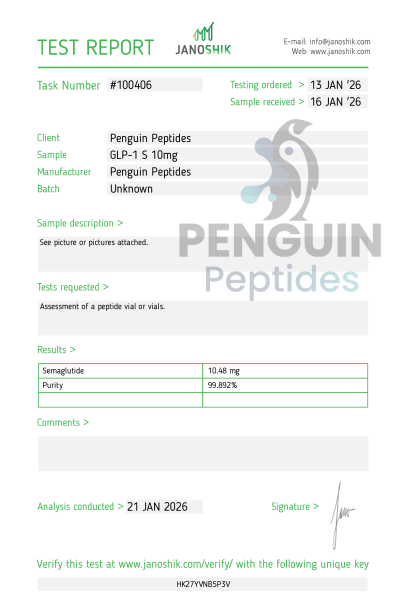GLP-1 S 10mg laboratory report
