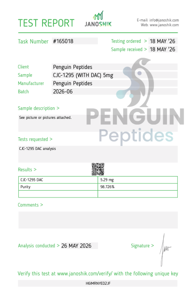 View Purity Test laboratory report
