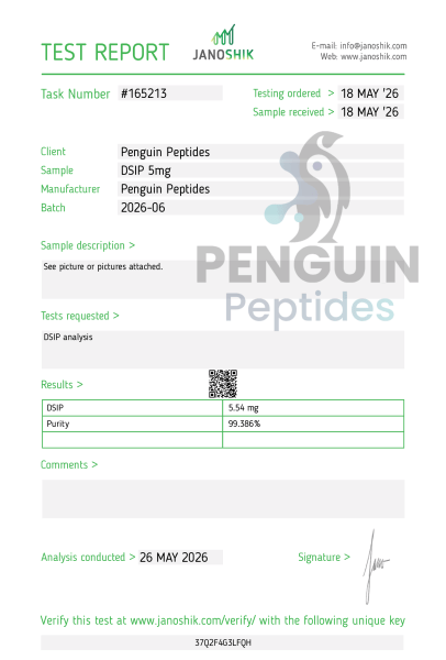 View Purity Test laboratory report