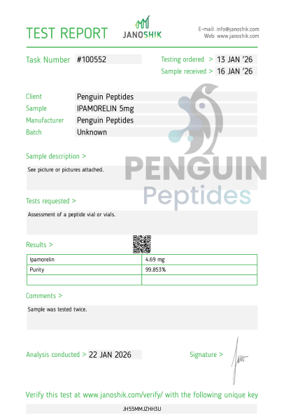 Ipamorelin 5mg laboratory report