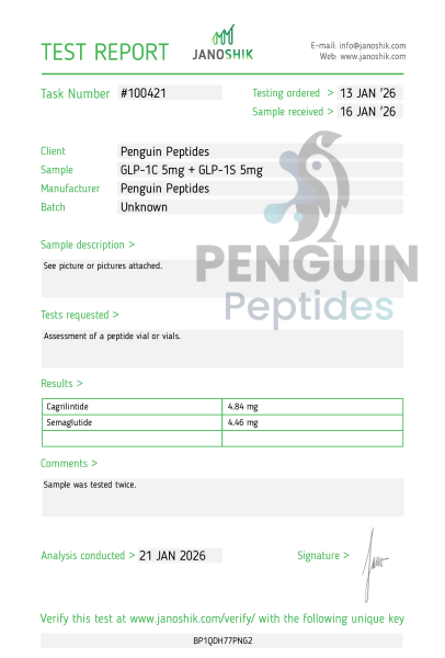 View Purity Test laboratory report