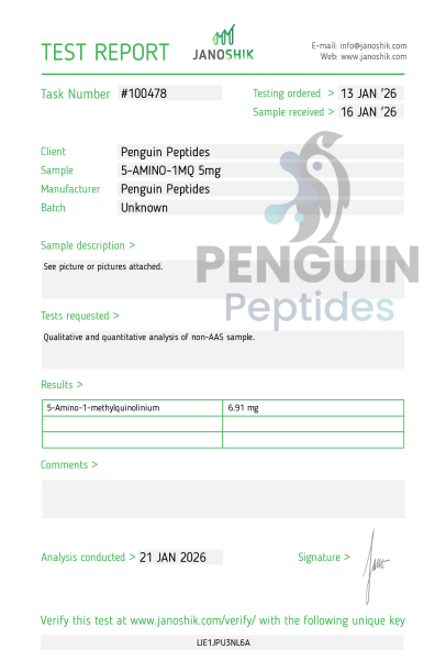 5-Amino-1mq 5mg laboratory report