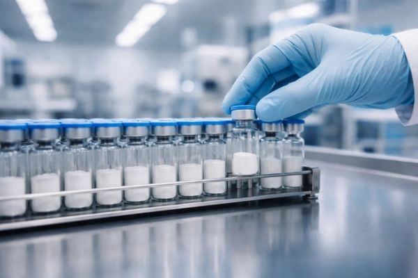 Research vials in organized laboratory setting