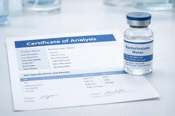 Laboratory researcher verifying reconstitution-water quality